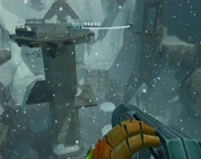 The room from the Save Station A door; the central tower can be seen.