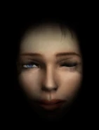 Smiling. The disproportion is likely the result of a lack of bones in the mouth area, since the focus when Samus's face is visible is mostly on her eyes.