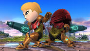 Mii Gunners wearing a Samus costume in Super Smash Bros. for Wii U