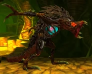 The regenerated chiton armor, which is noticeably thinner than the fully-formed armor