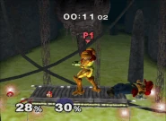 Samus's Down Aerial in Super Smash Bros. Melee.
