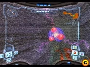 Bombu ruptor causando interferencias en el visor de Samus.
