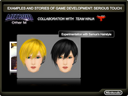 Development screenshot, where black hair was considered for Samus.