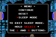 Classic NES Series: Metroid menu screen, with the Sleep Mode function.