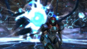 Samus terminates the Bryyonian Phazon Core.