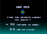 Super Metroid Game Over screen
