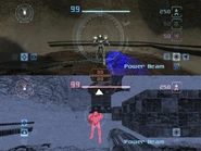 An invisible player being viewed with the Dark Visor.