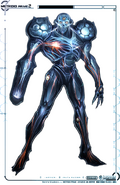 A concept art piece showing the internal structure of Dark Samus at the end of Echoes.