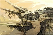 "A concept of cliff bridges for the Bryyo world in Metroid Prime 3."