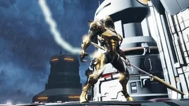 Soldado Chozo de Élite mostrándose ante Samus md