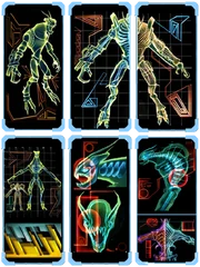 Различные сканированные изображения физиологии Космических Пиратов из .