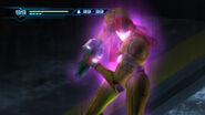 Samus uses her Gravity Feature in her second battle with the Nightmare.