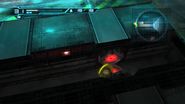 Samus rolls onto one of the red switch plates.