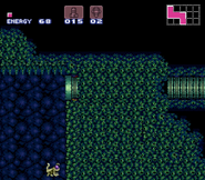 Samus entering the fake Air Hole.