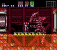 Ridleysupermetroid.png (20 KB) Samus battles Ridley in his chamber in Super Metroid