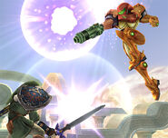 Samus' "Flame Thrower" in Super Smash Bros. Brawl.