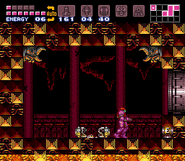 The shattered Metroid capsule in Ridley's Hideout