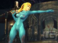 Samus im Zero Suit mit Waffe