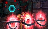 Samus uses the three Dark Temple Keys she collected in the Dark Agon Wastes to gain entrance to the Temple.