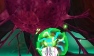 Closeup of a Power Bomb in Samus Returns, deployed in the Queen Metroid's membrane.