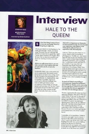 Part of an interview given by Jennifer Hale to NintyFresh about her role as Samus. To read the rest of it, see .