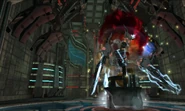 Samus eliminates the Quad using the Kinetic Orb Cannon.