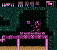 Samus using the Spring Ball in Super Metroid