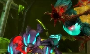 An alternate camera angle within the Zeta's chamber in Samus Returns