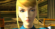 Samus looks into the camera before leaving.