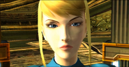 Samus looks at the player.