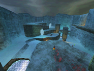 The hill that comprises one of the level's far sides.