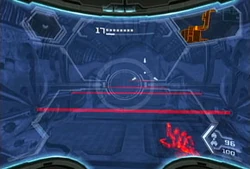 Samus detects the security system with her .