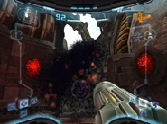 The free-floating Ing attacking Samus directly.