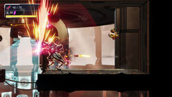 Samus saltando frente a un robosoldado Chozo md.jpg