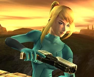 Zero Suit Samus with her Paralyzer.