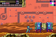 Sand in the background of the desert region in Sector 3 (PYR) (Metroid Fusion)