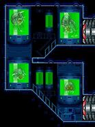 Gamma Metroid in the upper left tube in the Restricted Laboratory in Metroid Fusion.