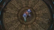 Samus ascending an elevator in Prime.