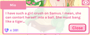 Samus mentioned in Crush Crush