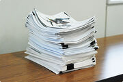 Morisawa stacks of documents