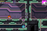 An SA-X utilizing a Power Bomb in Sector 6 (NOC), from Metroid Fusion.