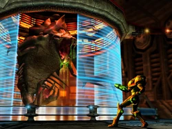 Samus ante el parásito reina.