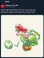 Nintendo of America tweet asking if fans would rather have Yoshi, a Metroid, or Pikmin as a pet.[17]