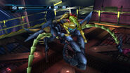 Samus engages a Rhedogian after fighting off the squad of Super Zebesians.