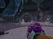 Samus battles a Hunter Ing.