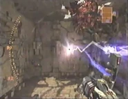 Árbol cyrlic al fondo, en la versión beta de Metroid Prime.