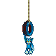 An Etecoon hanging from a tire in Metroid Fusion