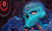 The face of Dark Samus during the final battle on Dark Aether in Metroid Prime 2: Echoes.