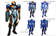 From Metroid Prime Trilogy art booklet, showing the appearance as Corruption levels increase.