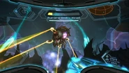 The Head attacks using the four plasma lasers